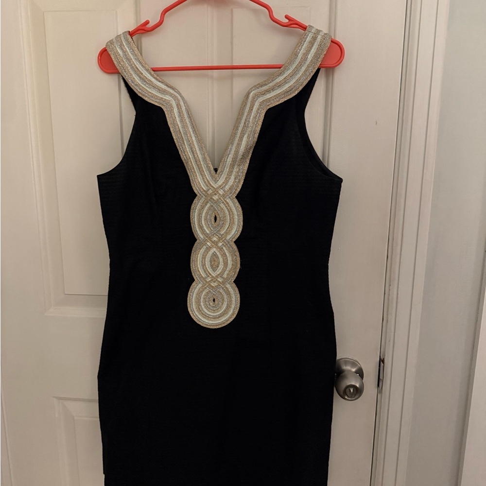 Lilly Pulitzer Black Dress with Gold Detailing
